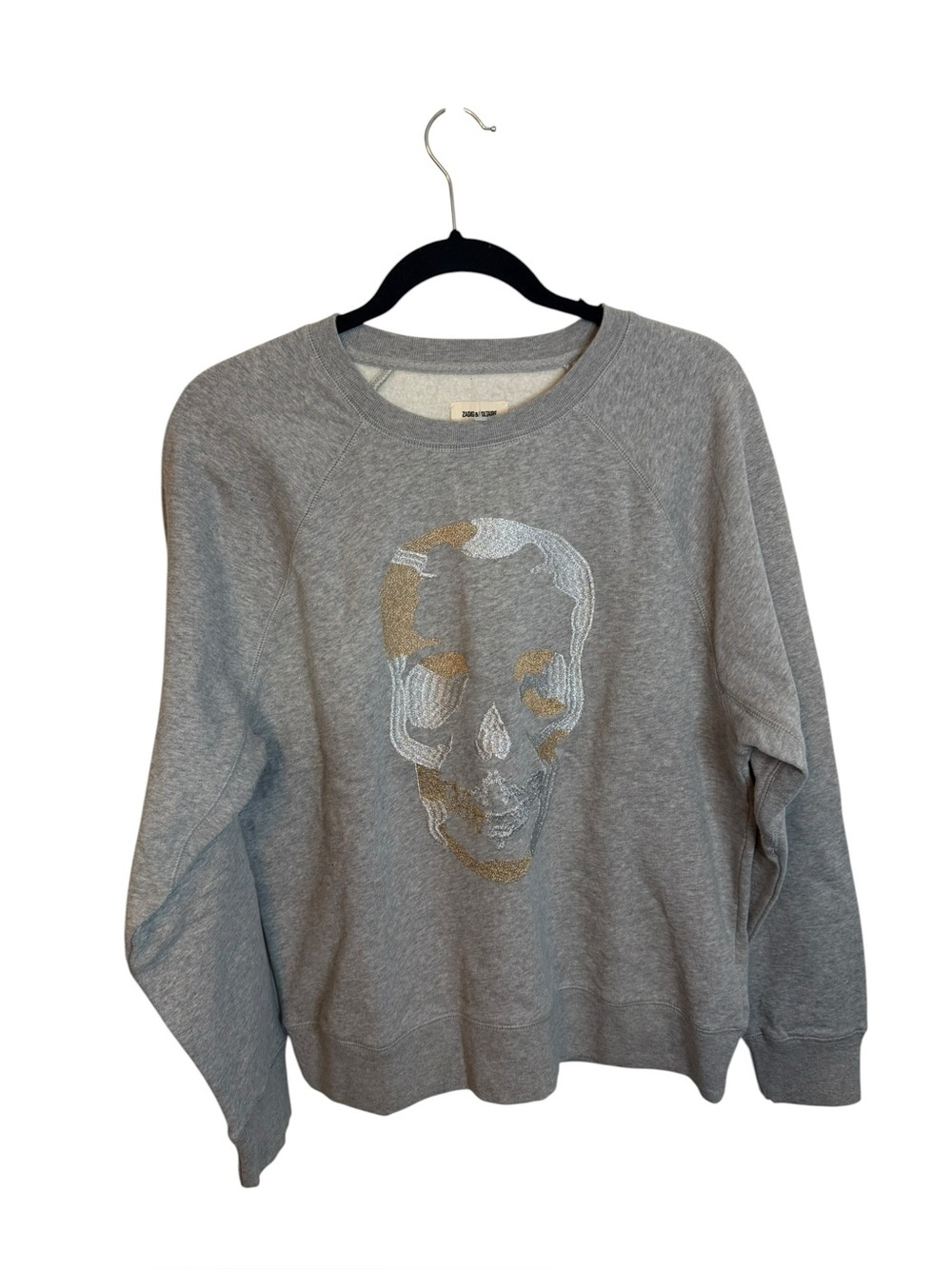 NWT Zadig & Voltaire Gray Upper Camo Skull Embroidered Sweatshirt